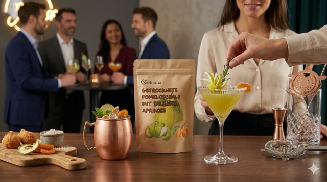 Pomeloschale Snack als fruchtige Ergänzung zu Cocktails und geselligen Momenten