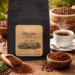 Frisch gemahlener vietnamesischer Robusta Kaffee mit feiner Textur