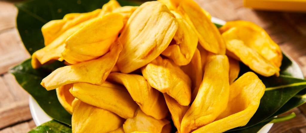 Tropical fruit snacks such as jackfruit, mango, or banana