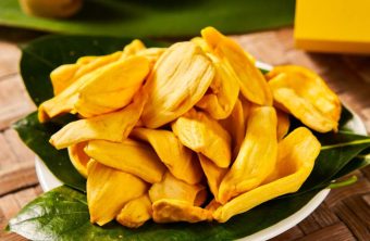 Tropical fruit snacks such as jackfruit, mango, or banana
