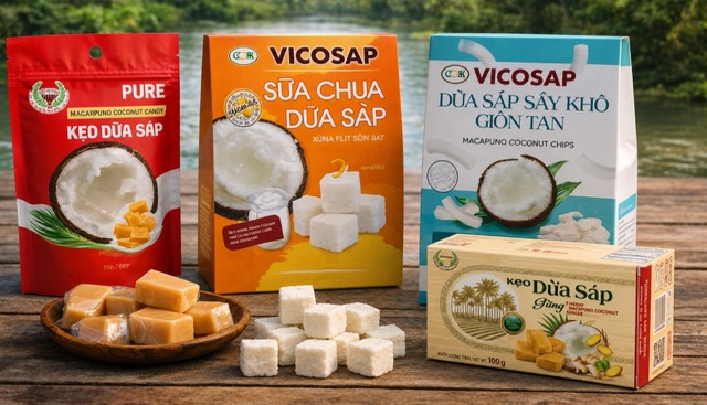 Eine Vielfalt an Macapuno-Kokosnuss-Produkten zum Entdecken