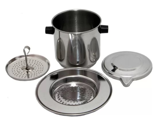 Die 4 Metallschichten des traditionellen vietnamesischen Kaffeefilters im Detail