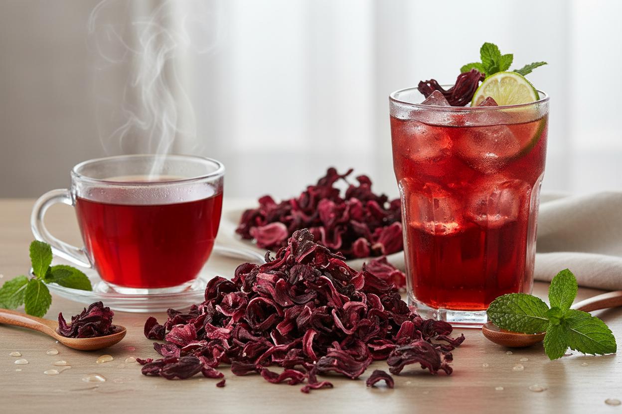 Hibiskustee zum Abkühlen einfach zubereiten