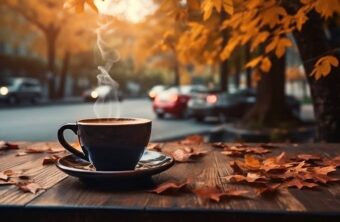 Langsam leben mit Herbst-Kaffee