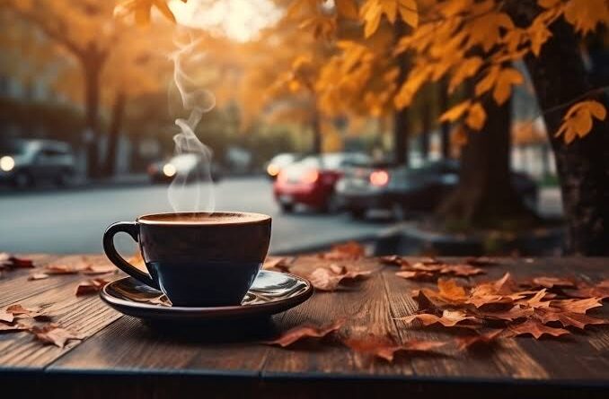 Langsam leben mit Herbst-Kaffee