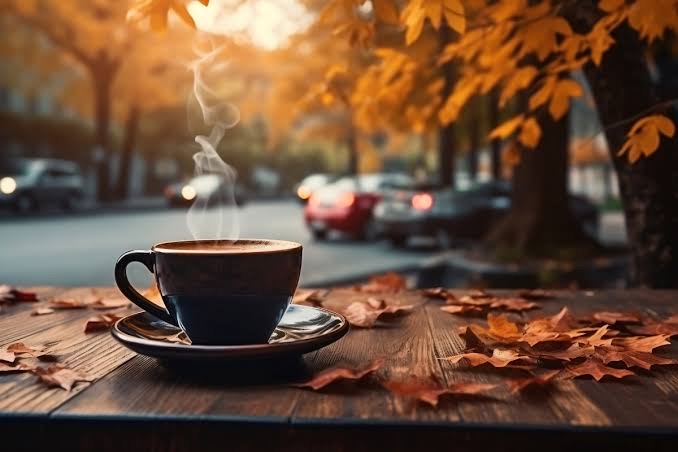 Langsam leben mit Herbst-Kaffee