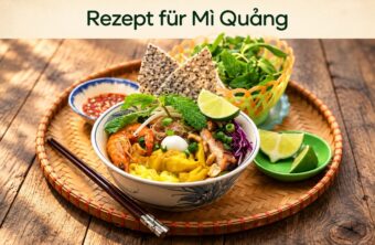 Mì Quảng Rezept mit Garnelen und Schweinefleisch